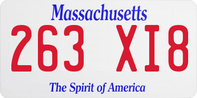 MA license plate 263XI8