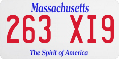 MA license plate 263XI9
