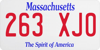 MA license plate 263XJ0