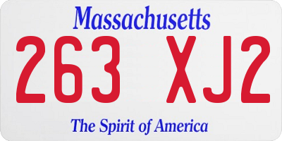 MA license plate 263XJ2