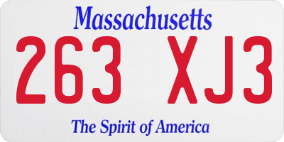 MA license plate 263XJ3