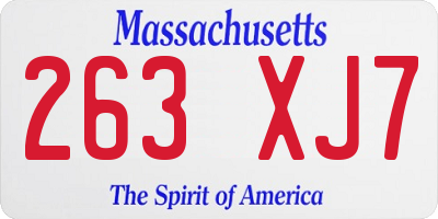 MA license plate 263XJ7