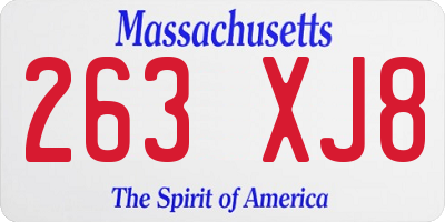 MA license plate 263XJ8