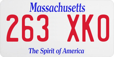 MA license plate 263XK0