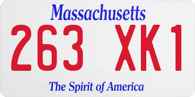 MA license plate 263XK1