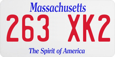 MA license plate 263XK2
