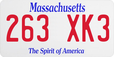 MA license plate 263XK3