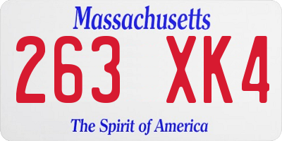 MA license plate 263XK4