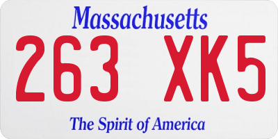 MA license plate 263XK5