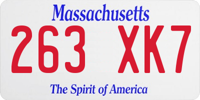 MA license plate 263XK7