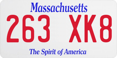MA license plate 263XK8