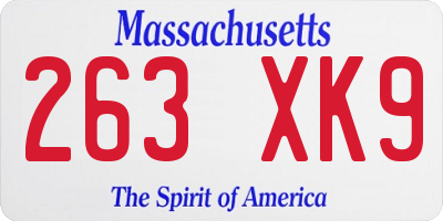 MA license plate 263XK9