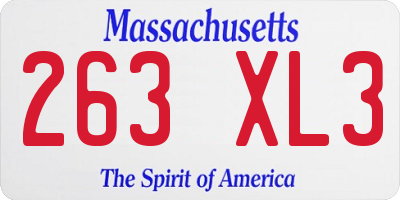 MA license plate 263XL3