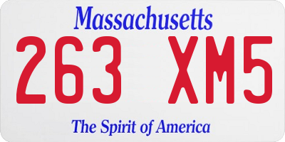 MA license plate 263XM5