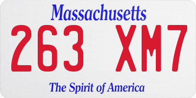 MA license plate 263XM7