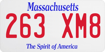 MA license plate 263XM8