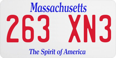 MA license plate 263XN3