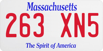 MA license plate 263XN5
