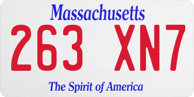 MA license plate 263XN7