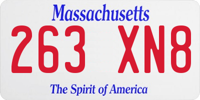 MA license plate 263XN8