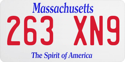 MA license plate 263XN9