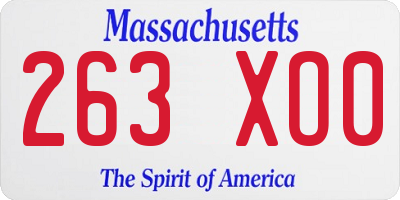 MA license plate 263XO0