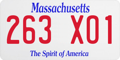 MA license plate 263XO1