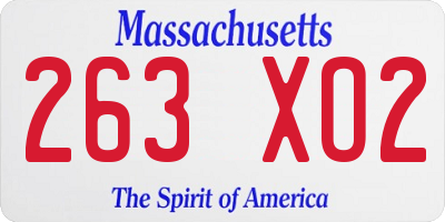 MA license plate 263XO2