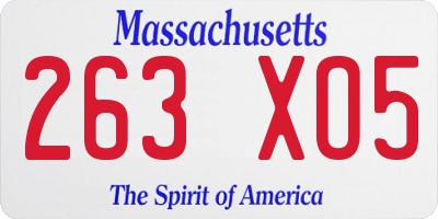 MA license plate 263XO5