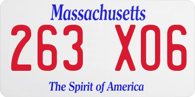MA license plate 263XO6