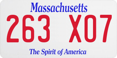 MA license plate 263XO7