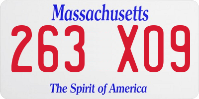 MA license plate 263XO9