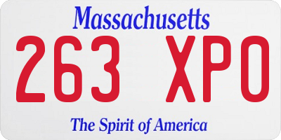 MA license plate 263XP0