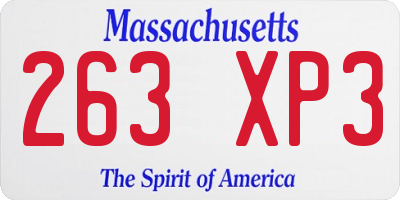 MA license plate 263XP3