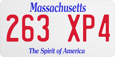 MA license plate 263XP4