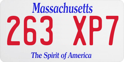 MA license plate 263XP7