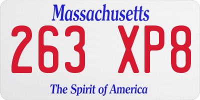 MA license plate 263XP8