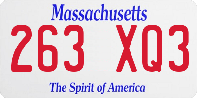 MA license plate 263XQ3