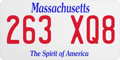 MA license plate 263XQ8