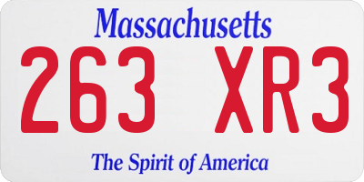 MA license plate 263XR3