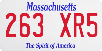 MA license plate 263XR5