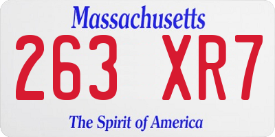 MA license plate 263XR7