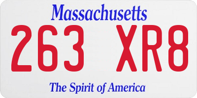 MA license plate 263XR8