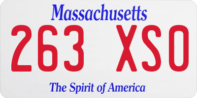 MA license plate 263XS0