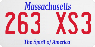 MA license plate 263XS3