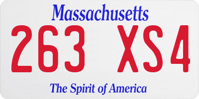 MA license plate 263XS4