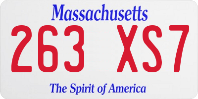 MA license plate 263XS7