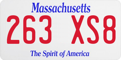 MA license plate 263XS8