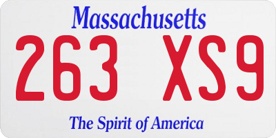 MA license plate 263XS9
