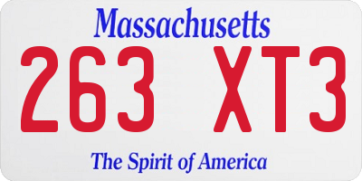 MA license plate 263XT3